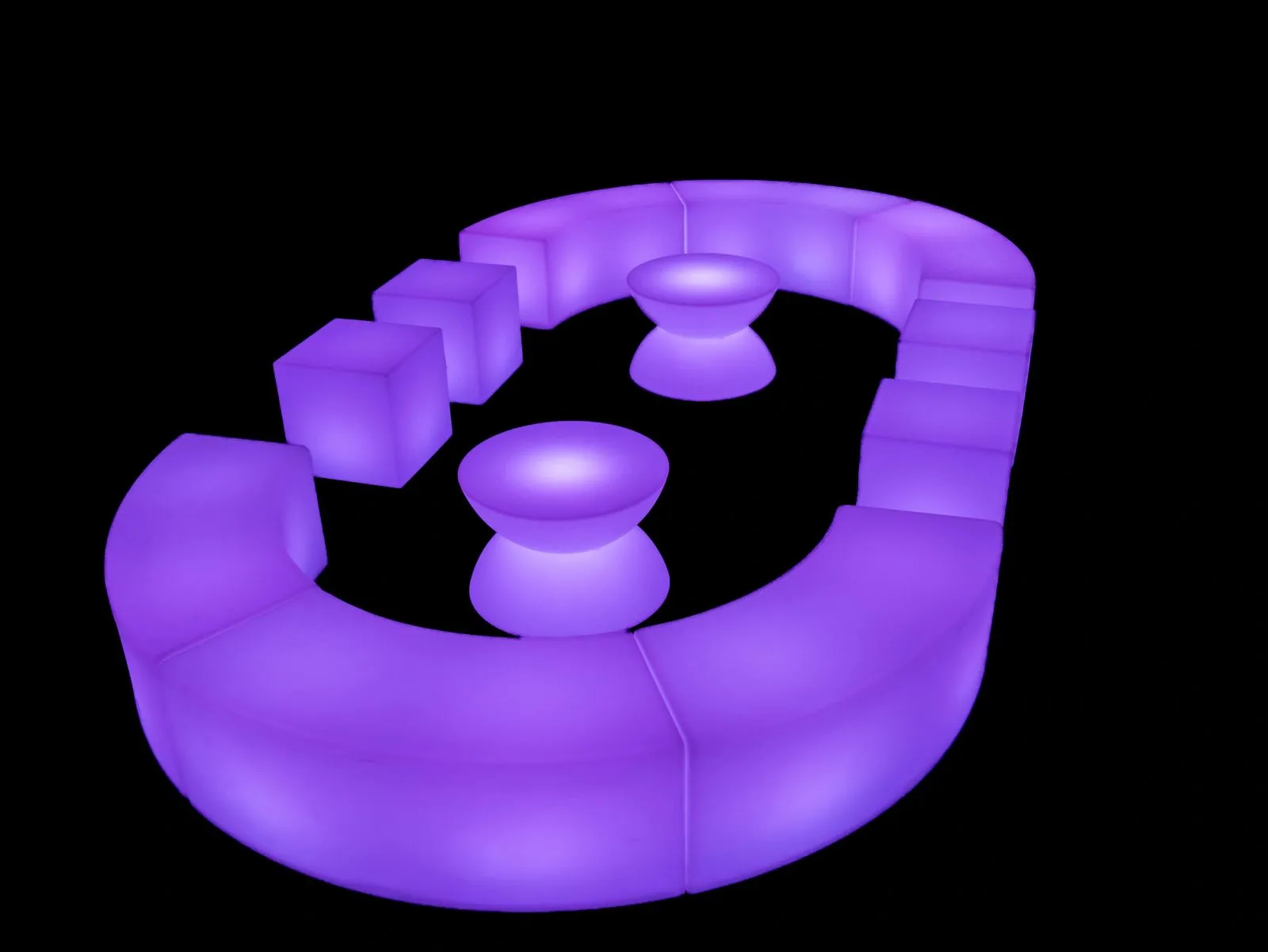 Circular VIP Lounge — LED glow furniture setup by Glow Lounge Rentals